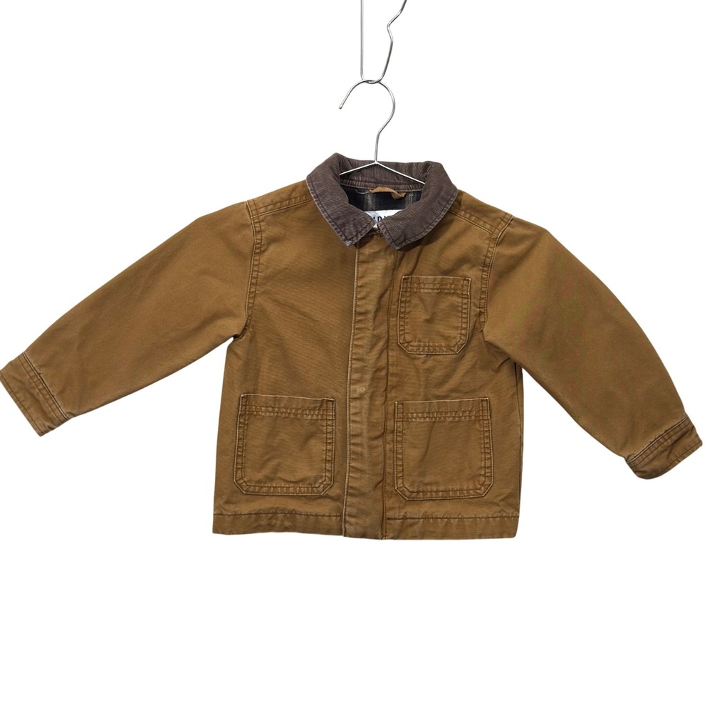 Old Navy Chore Coat barn jacket Kids 4T Canvas Plaid Lined Corduroy Collar